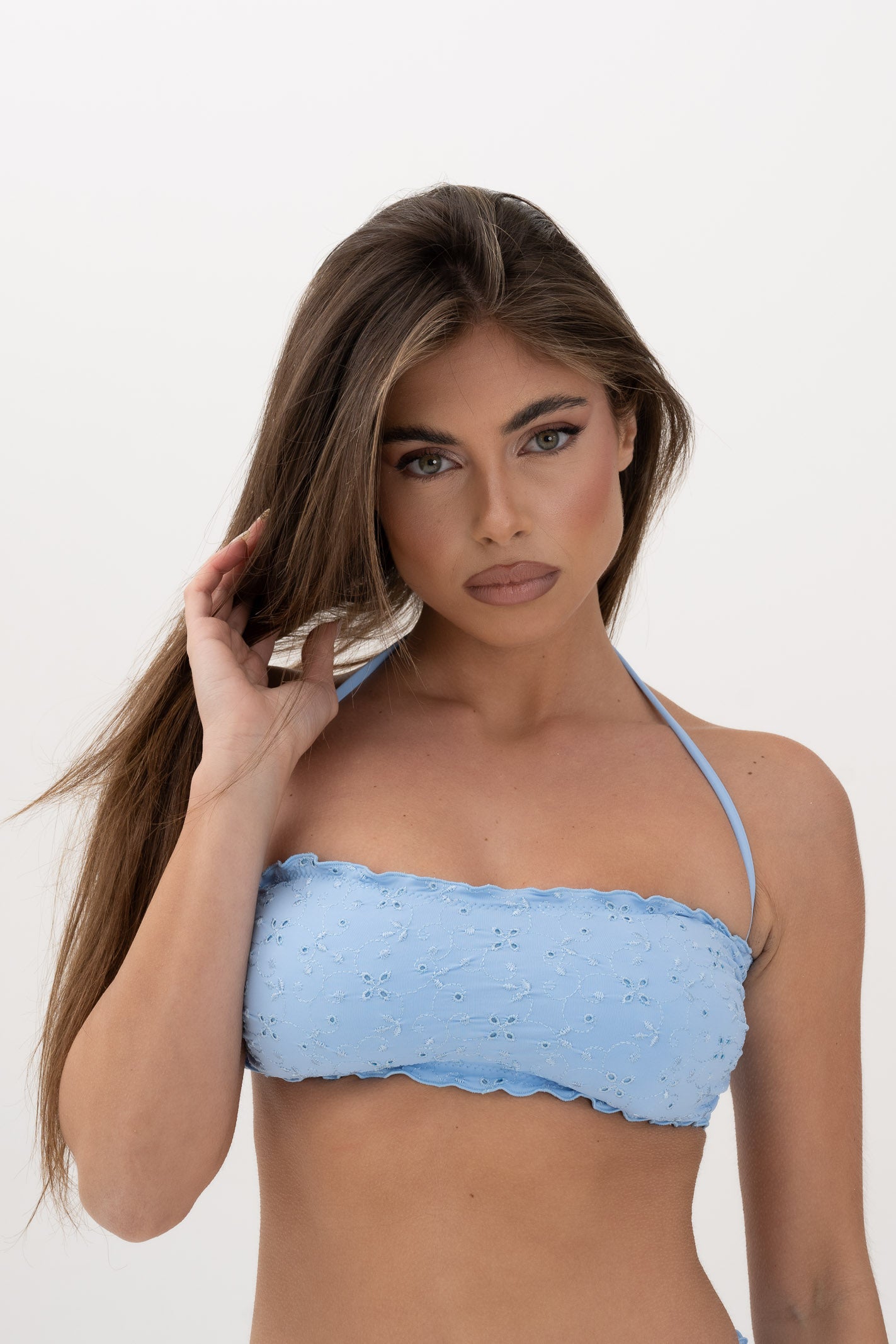 Fascia arricciata in pizzo sangallo