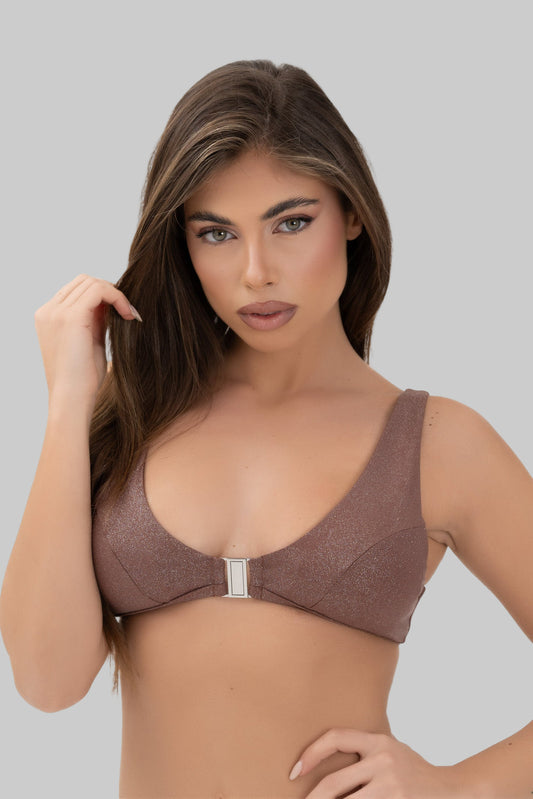 Bikini Top Glitter Bronzo