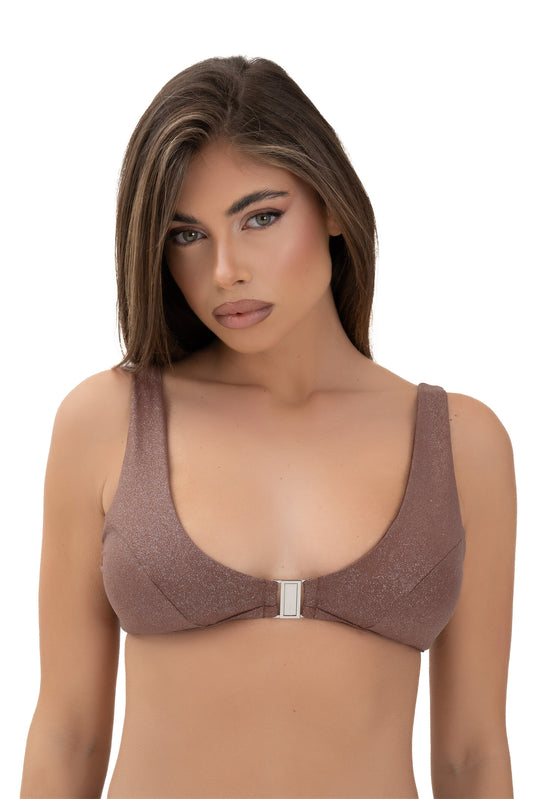 Top Gancio Glitter Bronzo