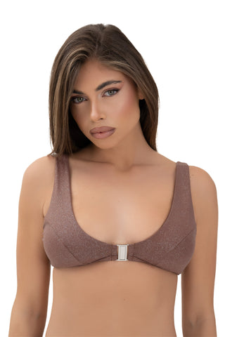 Top Gancio Glitter Bronzo