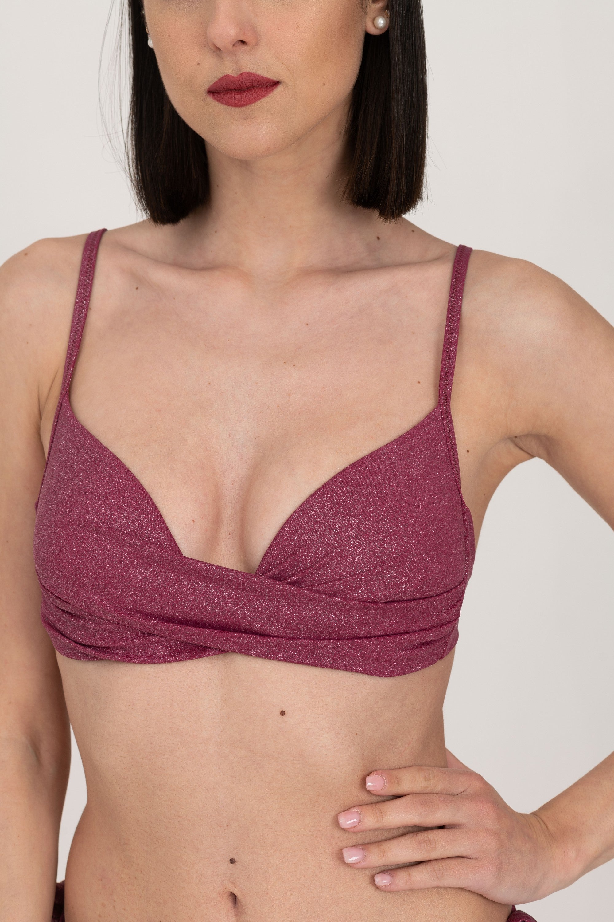 Reggiseno incrociato glitter con coppe